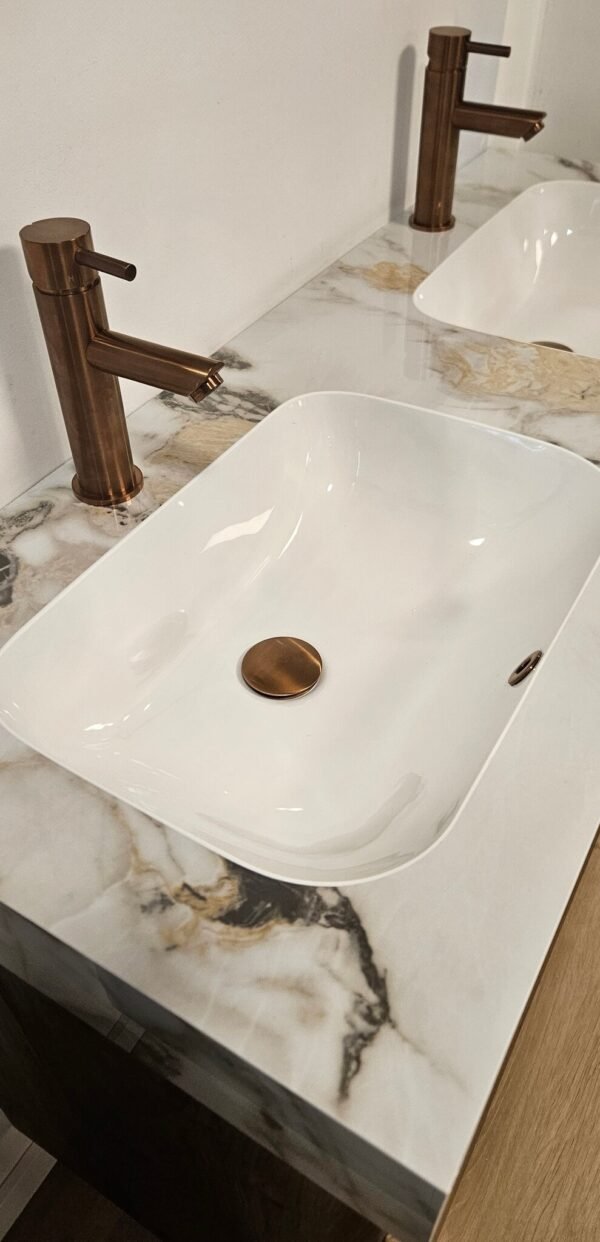 Wastafel Marble Ceramic Calacatta 140 dubbele wasbak - Wastafels 140 cm | Lapy