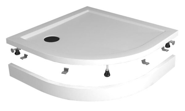 Voorzetpaneel met poten voor douchebak kwartrond 90 x 90 x 4 cm glans wit - Kwartrond | Lapy