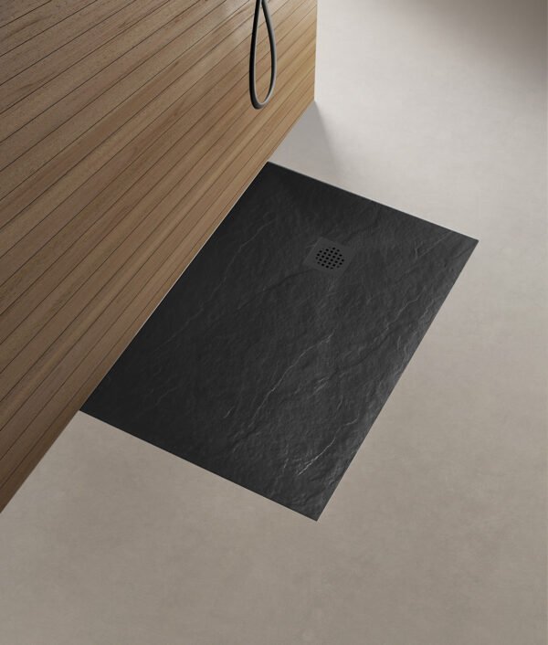 Stonea douchebak antislip composiet 900x1400x30 mm inkortbaar mat zwart - Douchebakken | Lapy