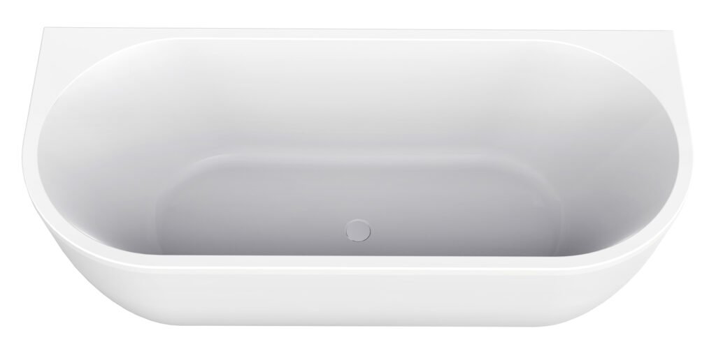 Liora half vrijstaand ligbad 170 x 75 cm acryl glans wit met waste glans wit