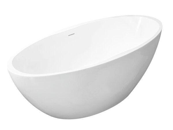 Oval vrijstaand ligbad 170 x 78 cm acryl mat wit met waste mat wit - Vrijstaande baden | Lapy