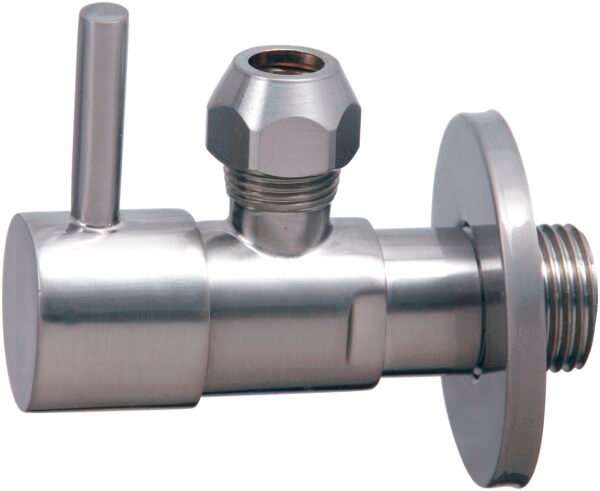 Minimal hoekstopkraan 1/2" x 3/8" of knel 10 mm geborsteld staal PVD