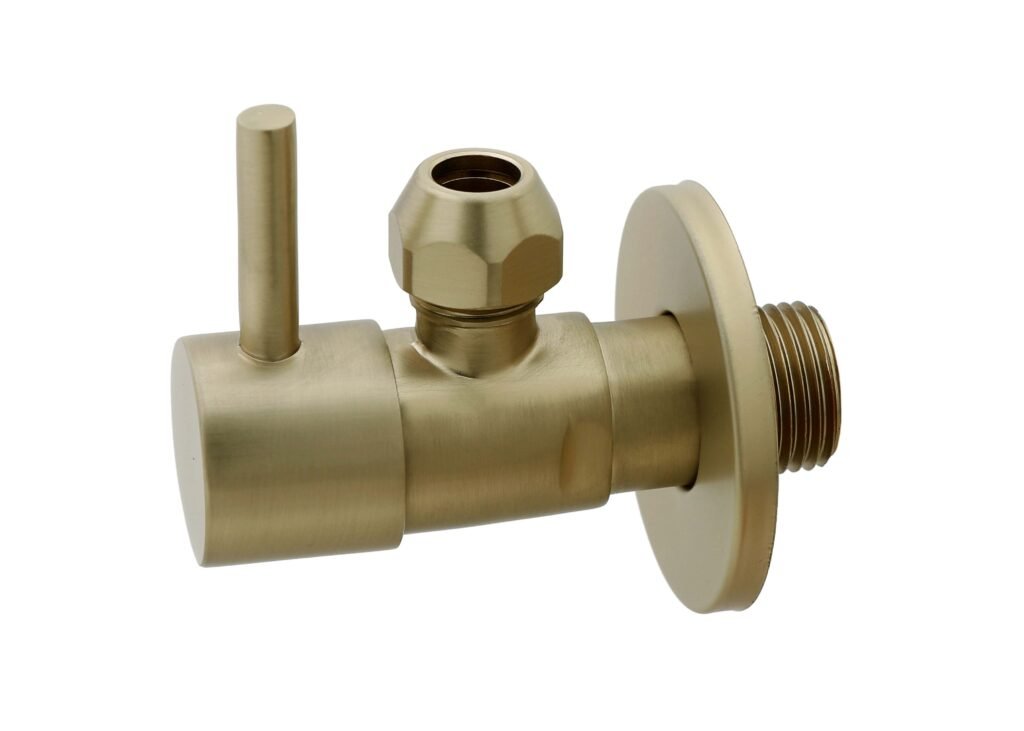Minimal hoekstopkraan 1/2" x 3/8" of knel 10 mm geborsteld messing PVD