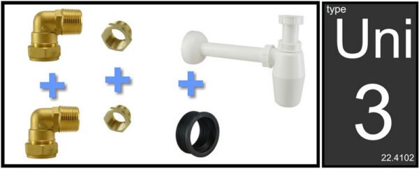 Uni-3 sifon aansluitset PVC - Sifons wastafels | Lapy