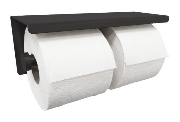 Brush dubbele toiletrolhouder mat zwart - Toiletaccessoires | Lapy