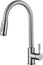 Benton keukenkraan met coldstart en uittrekbare handdouche geborsteld RVS