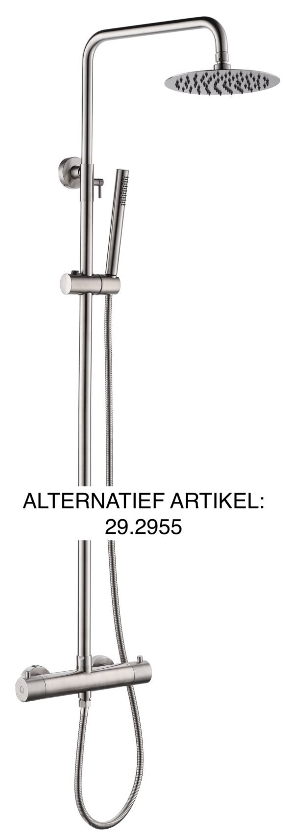 304 thermostatische regendoucheset opbouw geborsteld RVS - Regendouchesets | Lapy