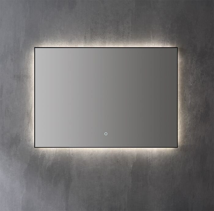 Spiegel decor Mat Zwart met indirecte LED verlichting, 3 kleur instelbaar & dimbaar 140 incl. spiegelverwarming