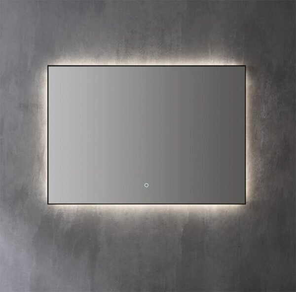 Spiegel decor Mat Zwart met indirecte LED verlichting, 3 kleur instelbaar & dimbaar 160 incl. spiegelverwarming