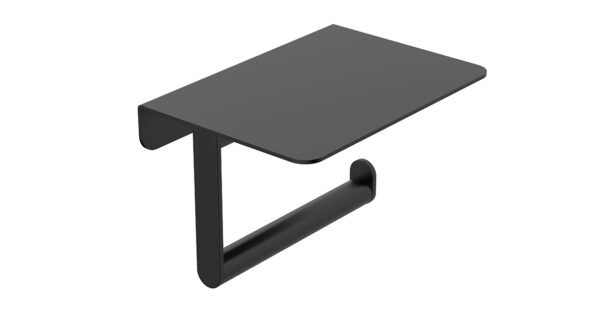 Alonzo toiletrolhouder met planchet mat zwart - Toiletaccessoires | Lapy