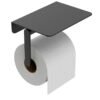 Alonzo toiletrolhouder met planchet mat zwart - Toiletaccessoires | Lapy