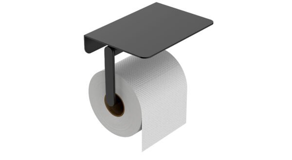 Alonzo toiletrolhouder met planchet mat zwart - Toiletaccessoires | Lapy