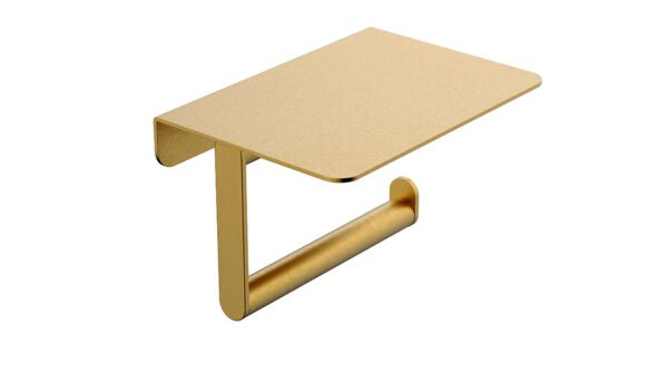 Alonzo toiletrolhouder met planchet geborsteld messing PVD - Toiletaccessoires | Lapy
