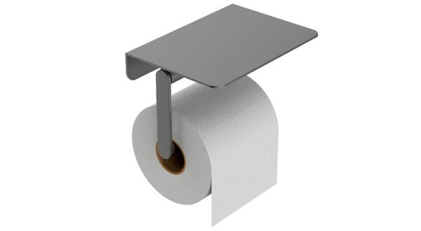 Alonzo toiletrolhouder met planchet gunmetal PVD - Toiletaccessoires | Lapy