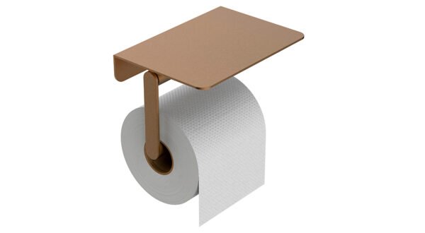Alonzo toiletrolhouder met planchet geborsteld brons koper PVD - Toiletaccessoires | Lapy