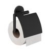 Alonzo toiletrolhouder met klep mat zwart - Toiletaccessoires | Lapy