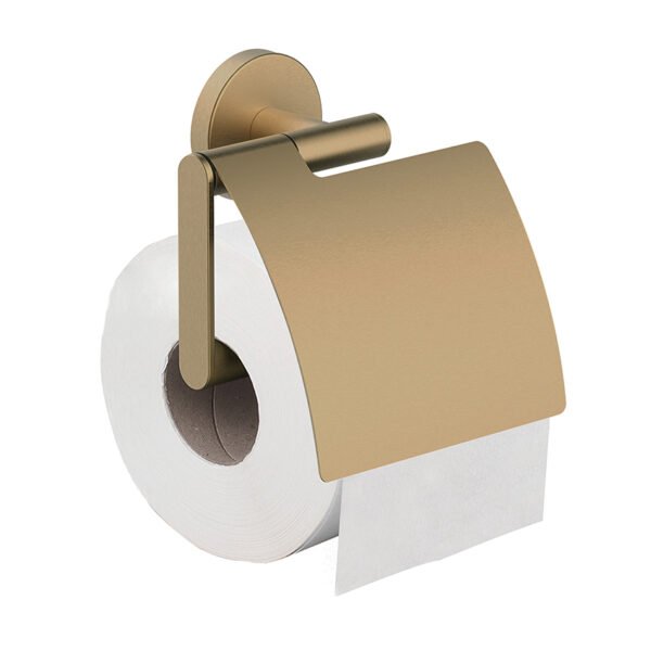 Alonzo toiletrolhouder met klep geborsteld messing PVD - Toiletaccessoires | Lapy
