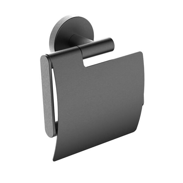 Alonzo toiletrolhouder met klep gunmetal PVD - Toiletaccessoires | Lapy