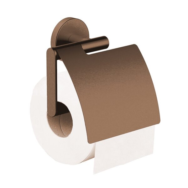 Alonzo toiletrolhouder met klep geborsteld brons koper PVD - Toiletaccessoires | Lapy