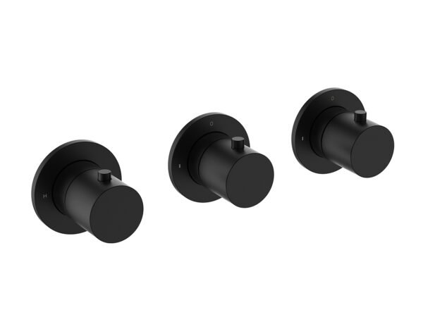 Caral afbouwdeel thermostatische douchekraan met 2 stopkranen mat zwart - Kranen | Lapy