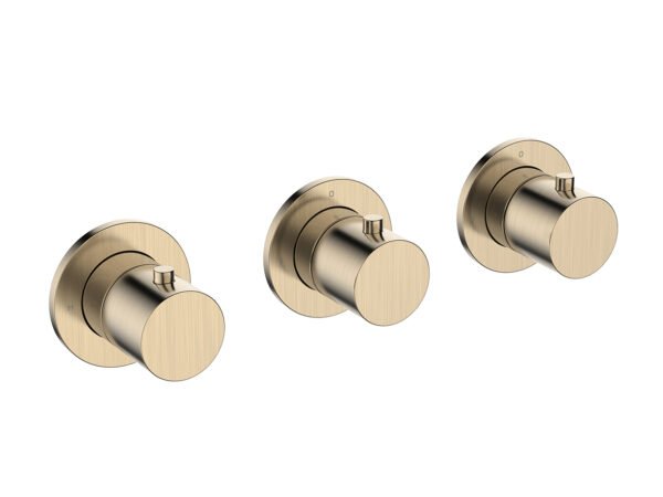 Caral afbouwdeel thermostatische douchekraan met 2 stopkranen geborsteld messing PVD - Kranen | Lapy