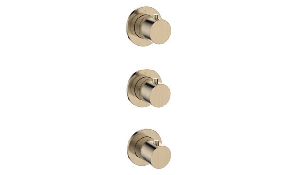 Caral afbouwdeel thermostatische douchekraan met 2 stopkranen geborsteld messing PVD - Kranen | Lapy