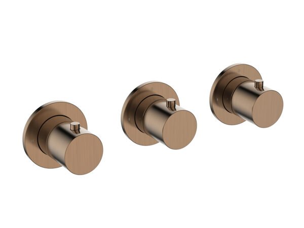 Caral afbouwdeel thermostatische douchekraan met 2 stopkranen geborsteld brons koper PVD - Kranen | Lapy