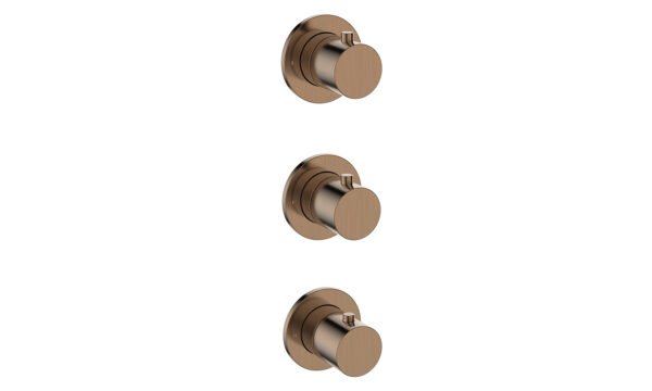 Caral afbouwdeel thermostatische douchekraan met 2 stopkranen geborsteld brons koper PVD - Kranen | Lapy