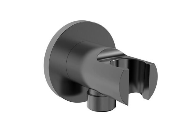 UniMatch wandaansluitbocht met handdouchehouder rond 1/2" gunmetal PVD