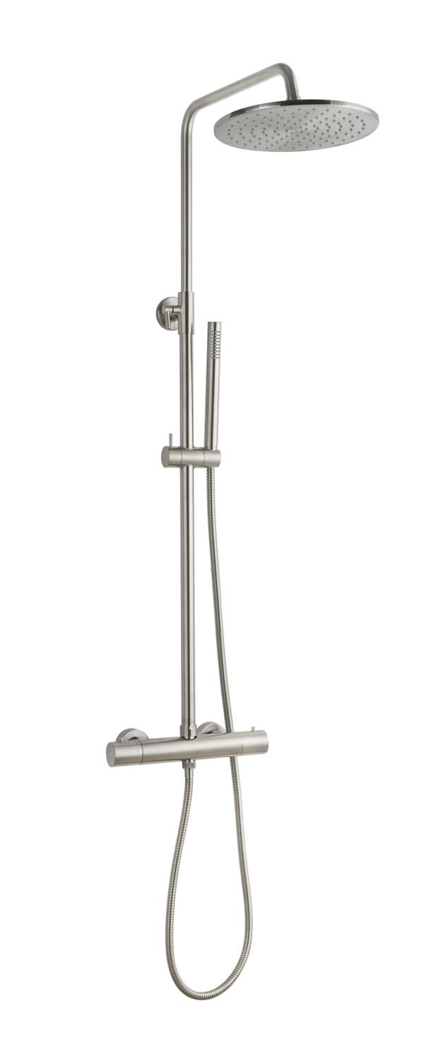 Caral thermostatische regendoucheset opbouw geborsteld staal PVD - Regendouchesets | Lapy