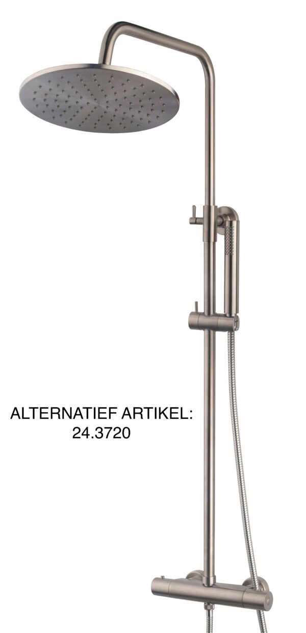 Caral thermostatische regendoucheset opbouw geborsteld staal PVD - Regendouchesets | Lapy