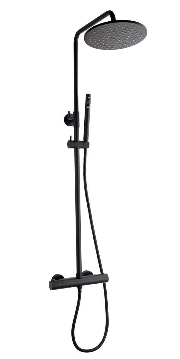 Caral thermostatische regendoucheset opbouw mat zwart - Regendouchesets | Lapy