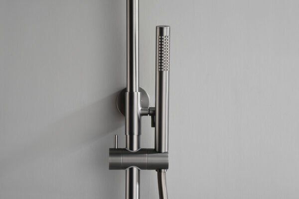 Ribbd thermostatische regendoucheset opbouw gunmetal PVD - Regendouchesets | Lapy