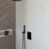 Caral inbouwthermostaat compleet met hoofddouche 25 cm en staafhanddouche mat zwart - Complete douchekranensets | Lapy