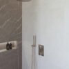 Caral inbouwthermostaat compleet met hoofddouche 25 cm en staafhanddouche geborsteld staal - Complete douchekranensets | Lapy