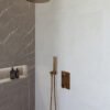 Caral inbouwthermostaat compleet met hoofddouche 25 cm en staafhanddouche geborsteld brons koper | Lapy