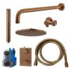 Caral inbouwthermostaat compleet met hoofddouche 25 cm en staafhanddouche geborsteld brons koper | Lapy