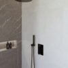 Caral inbouwthermostaat compleet met hoofddouche 30 cm en staafhanddouche mat zwart - Complete douchekranensets | Lapy