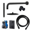 Caral inbouwthermostaat compleet met hoofddouche 30 cm en staafhanddouche mat zwart - Complete douchekranensets | Lapy