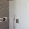 Caral inbouwthermostaat compleet met hoofddouche 30 cm en staafhanddouche geborsteld staal - Complete douchekranensets | Lapy