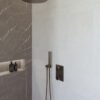 Caral inbouwthermostaat compleet met hoofddouche 30 cm en staafhanddouche gunmetal - Complete douchekranensets | Lapy