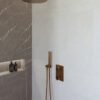 Caral inbouwthermostaat compleet met hoofddouche 30 cm en staafhanddouche geborsteld brons koper | Lapy