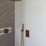 Caral inbouwthermostaat compleet met hoofddouche 30 cm en staafhanddouche geborsteld brons koper | Lapy