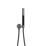 UniMatch handdoucheset met staafhanddouche 1 stand, doucheslang en wandaansluitbocht gunmetal/mat zwart - Kranen | Lapy
