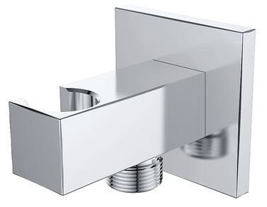 Rombo wandaansluitbocht met handdouchehouder vierkant 1/2" chroom