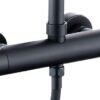 Twenty eco thermostatische regendoucheset opbouw rond mat zwart - Regendouchesets | Lapy