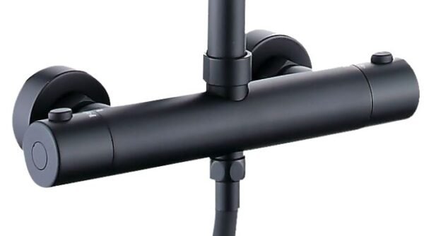 Twenty eco thermostatische regendoucheset opbouw rond mat zwart - Regendouchesets | Lapy