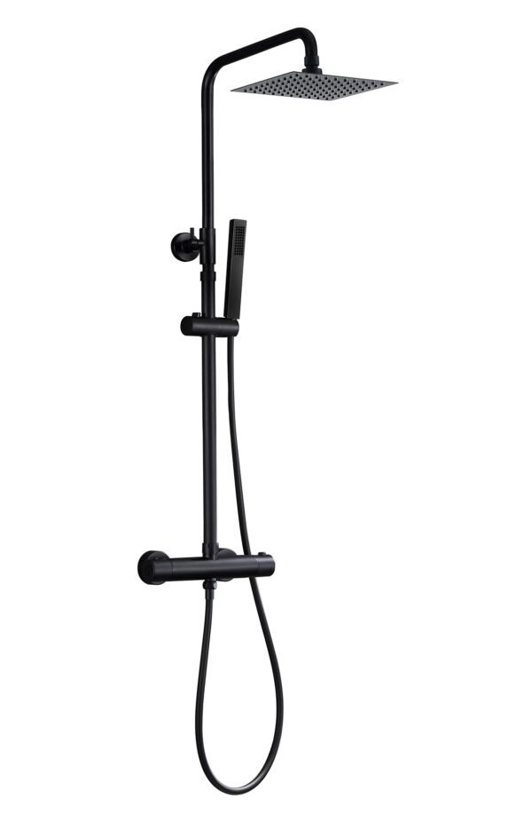 Twenty eco thermostatische regendoucheset opbouw rond/vierkant mat zwart - Regendouchesets | Lapy