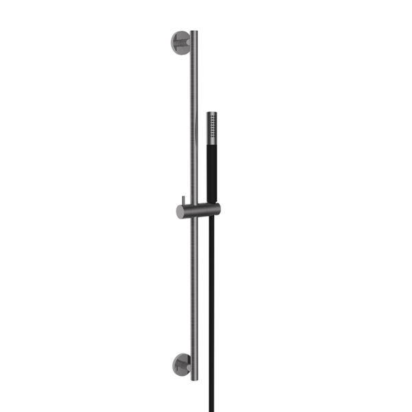 UniMatch glijstangset compleet met staafhanddouche 1 stand gunmetal/mat zwart - Kranen | Lapy