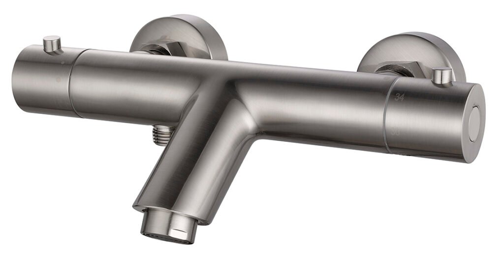 Rio thermostatische badmengkraan 15 cm geborsteld staal